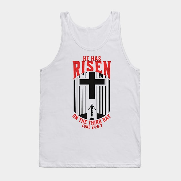 He Has Risen Matthew 28:6 Bible Verse for Easter V2 Tank Top by Family journey with God